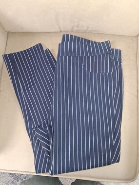 Time and Tru Navy and White Pinstripe Leggings